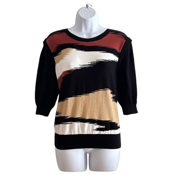 DKNY Women's Multicolor Abstract Crewneck Pullover Sweater Size L - Picture 7 of 7